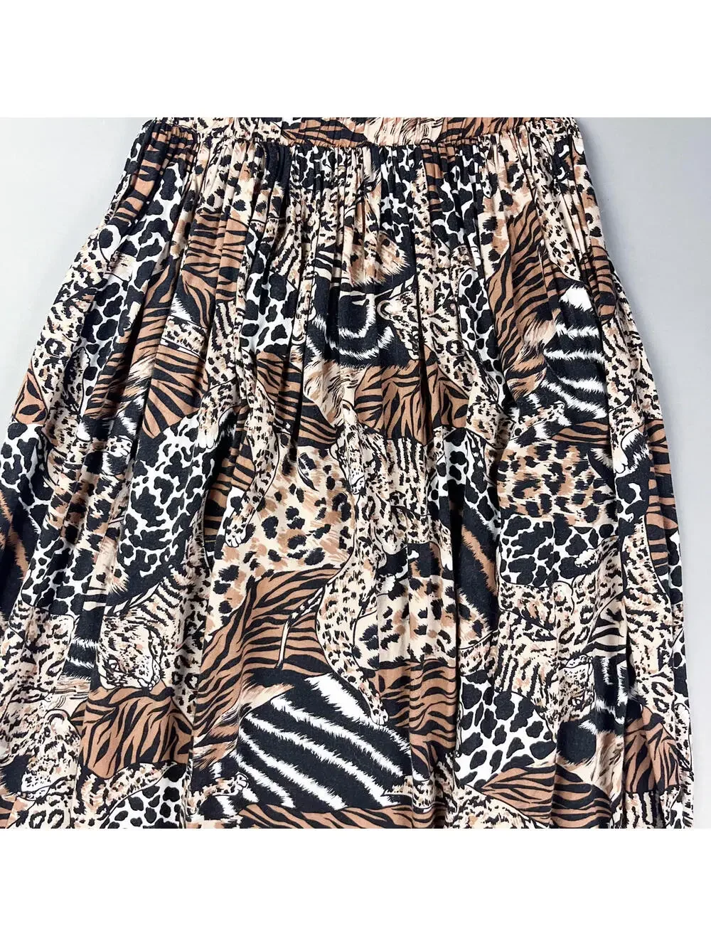Vintage Animal Print Midi Skirt with Elastic Waistband - Picture 3 of 8